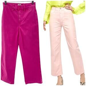 J. Crew Slim Wide Leg High Rise Casual Pink Cropped Ankle Preppy Jeans Size 25